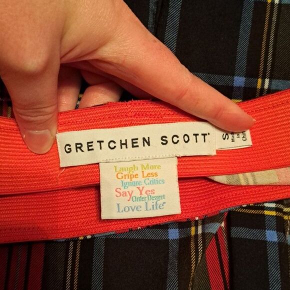 Gretchen Scott Gripe Less Tartan Pull-on Plaid Pants Size Small Ankle Crop - Picture 9 of 13